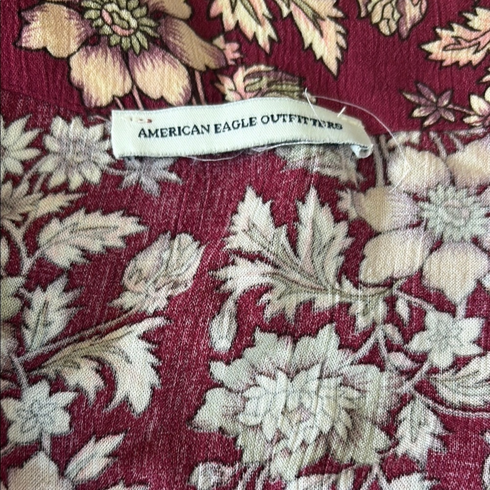 American Eagle Outfitters Red Long Sleeve Wrap Dress - Picture 3 of 13